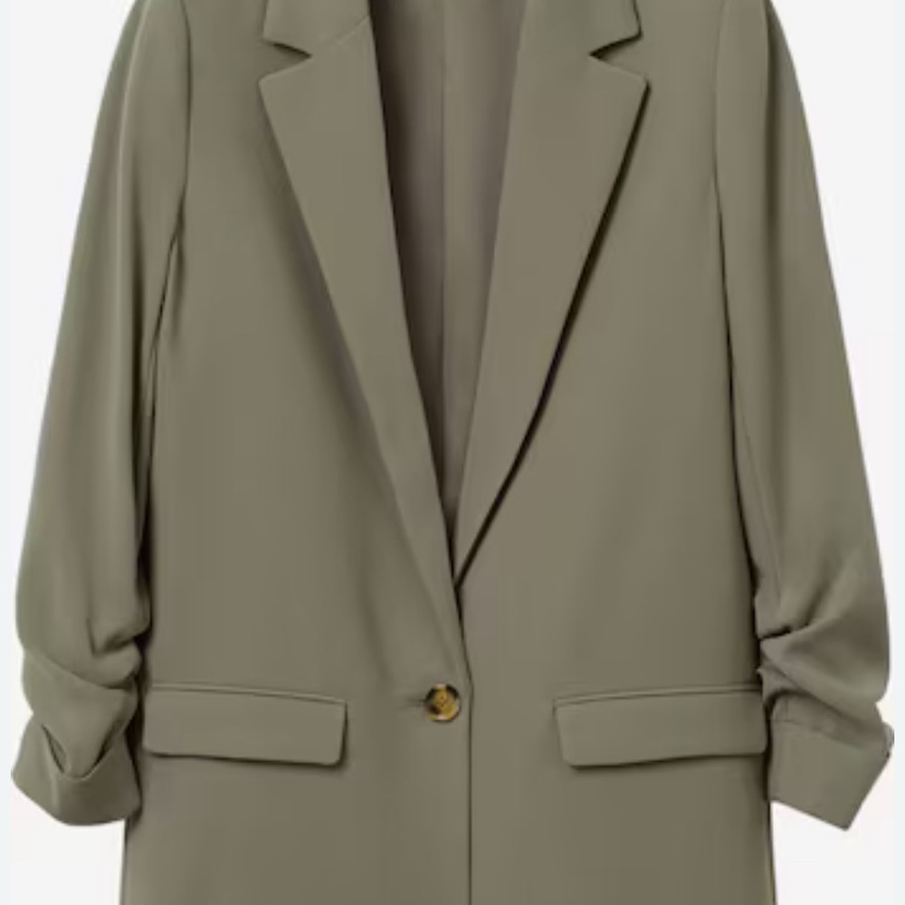 Mango Olive Green Women's Slouchy Eleanor Blazer Size Large